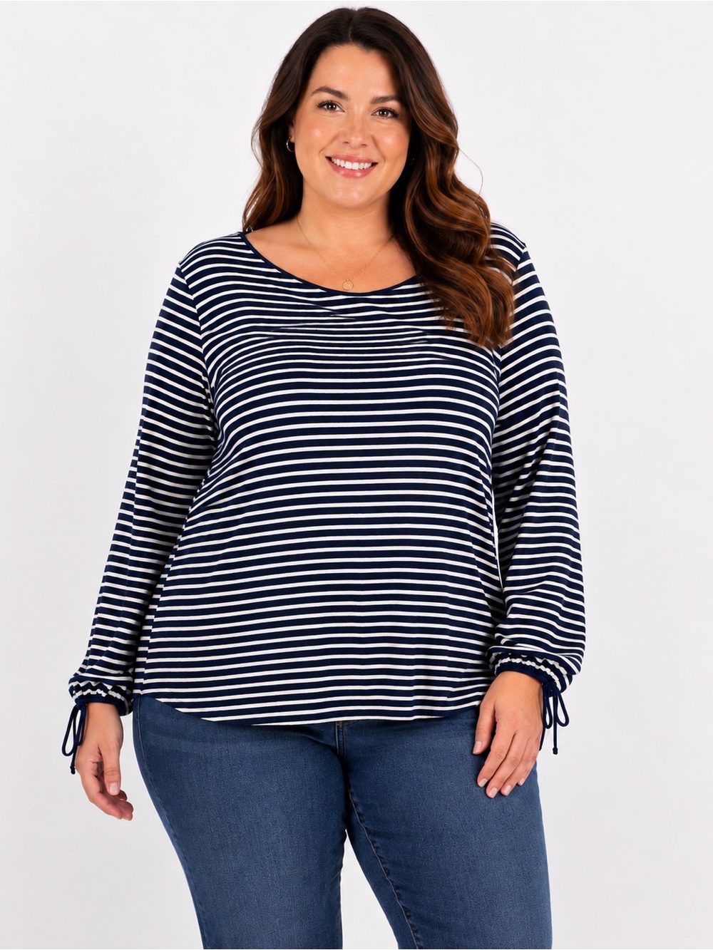 Talbots Tie Sleeve Striped Tee